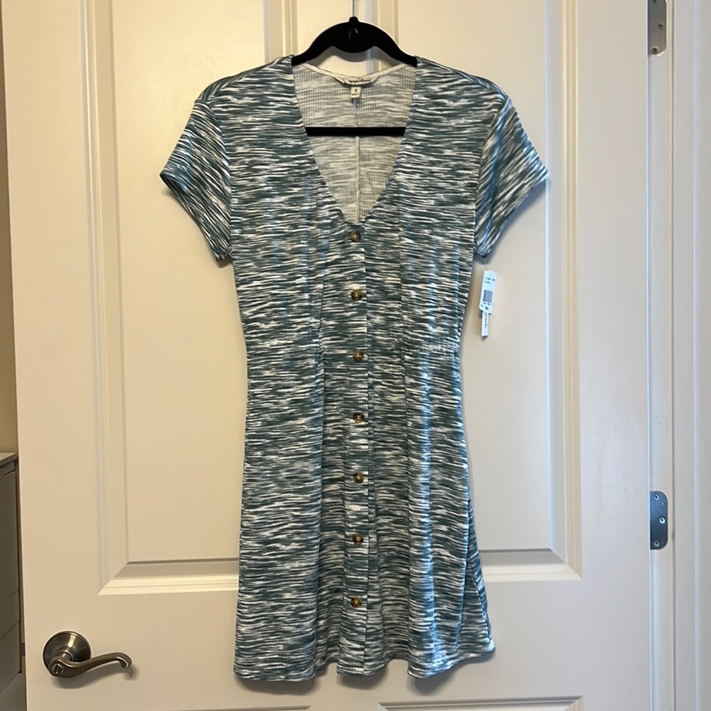 Speechless teal and white short sleeve dress, size small